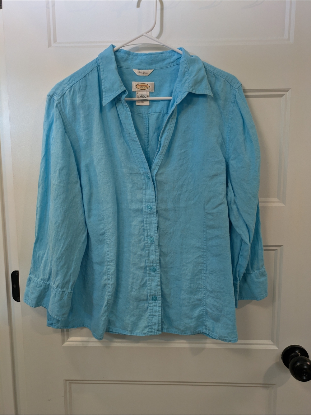 Talbot's Light Blue Button-Up Linen Shirt